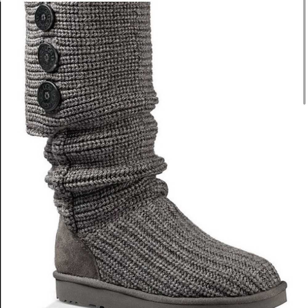 UGG Grey Cardy Knit Sweater Boots - Picture 3 of 11